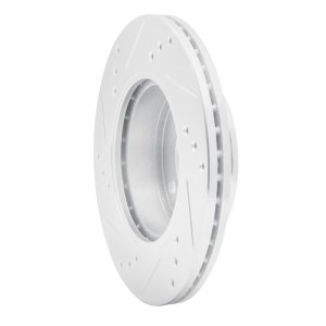 Hyundai Accent Brake Rotor (1) - Front Right - R1 Concepts - Drilled & Slotted - Silver - `00-`02